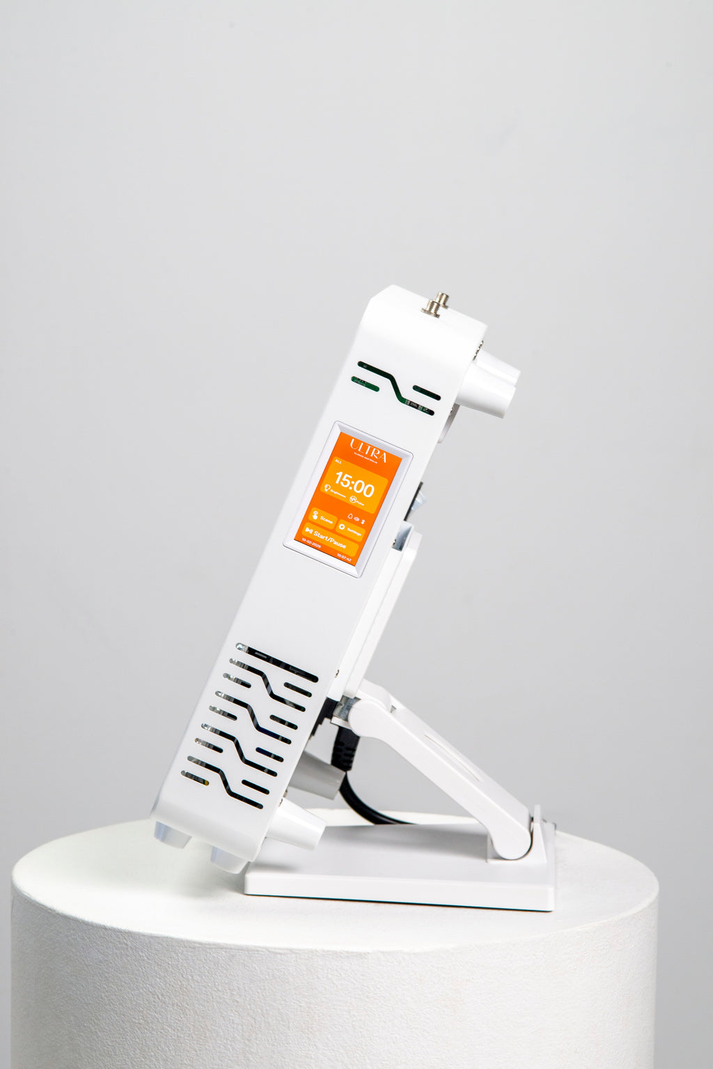 Ultra Mini 100 side profile on its adjustable stand