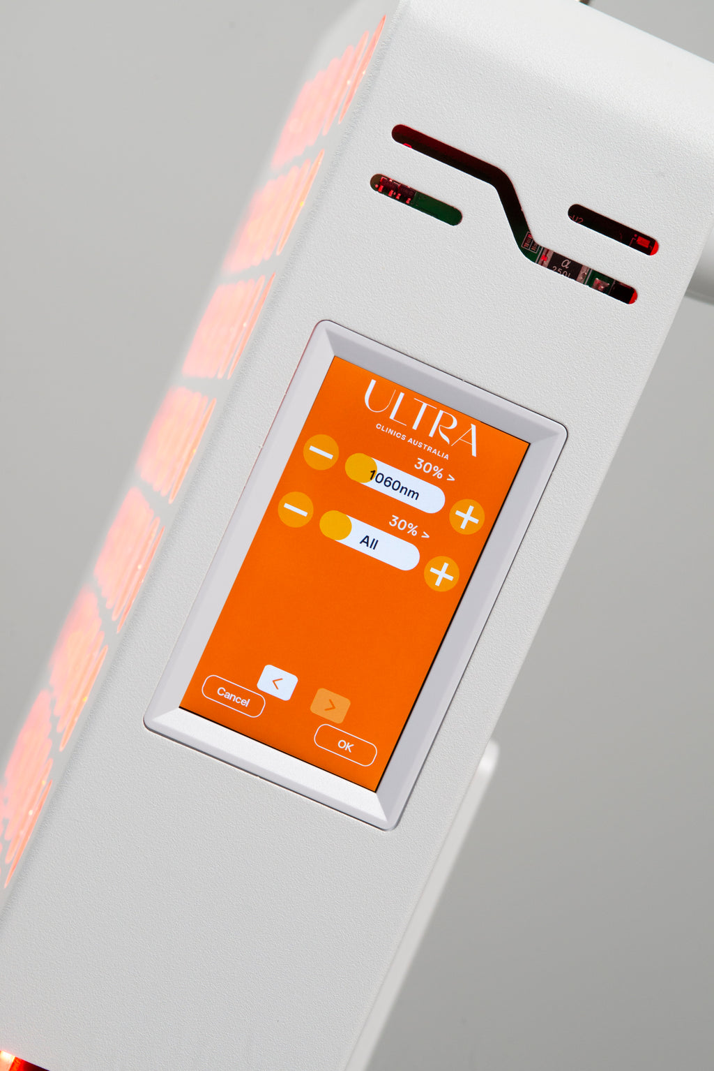 Ultra Mini 100 touchscreen settings menu